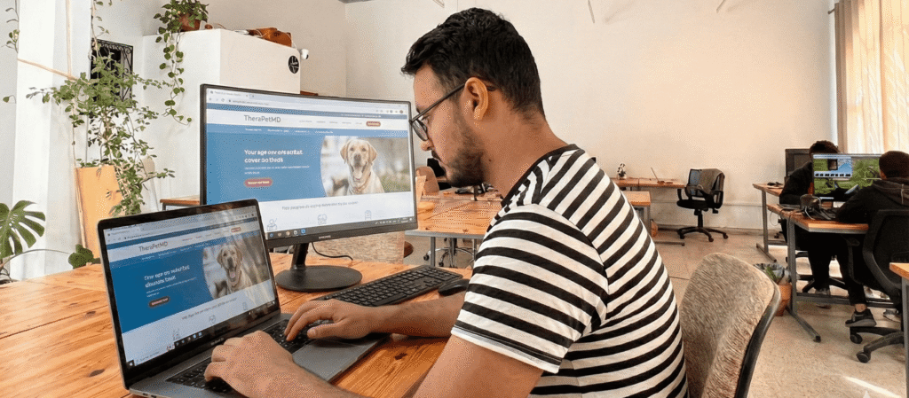 Firas Balaffou founder of TheraPet working at Cozi Coworking